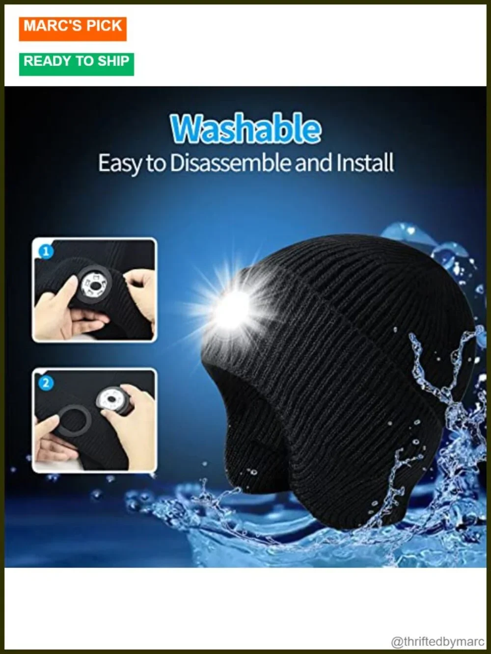 Unisex USB Rechargeable LED Beanie Hat with Light Warm Knitted Earflap Beanie